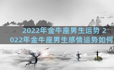 2022年金牛座男生运势 2022年金牛座男生感情运势如何